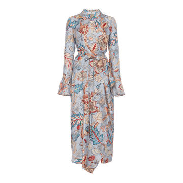 Printed Silk-Satin Wrap Dress