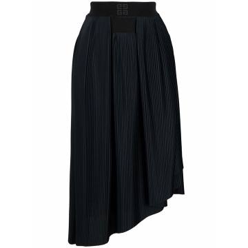 asymmetric pleated midi skirt