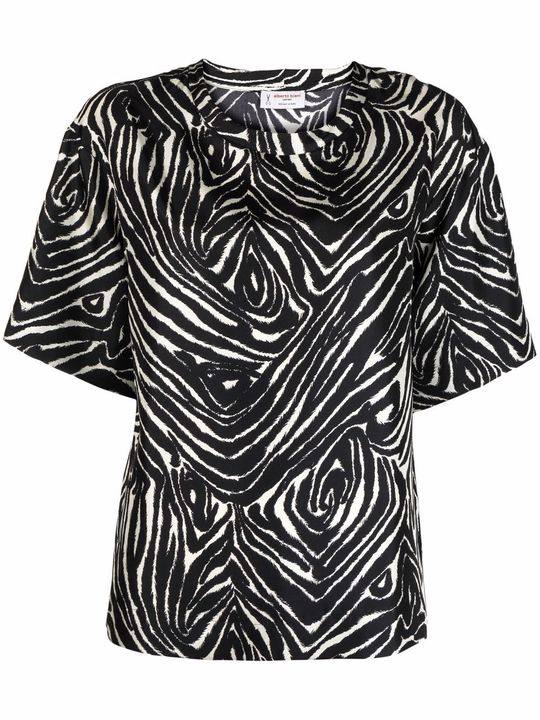 abstract zebra-print silk T-shirt展示图