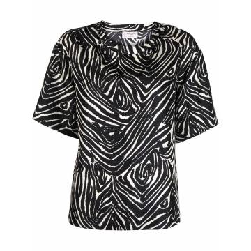 abstract zebra-print silk T-shirt