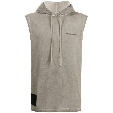 faded-effect sleeveless hoodie