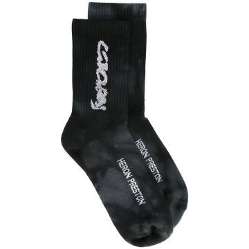 intarsia-logo tie-dye socks