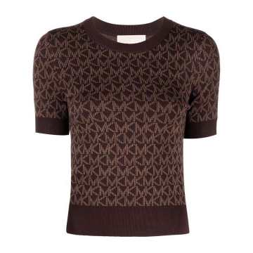 monogram-print knitted top
