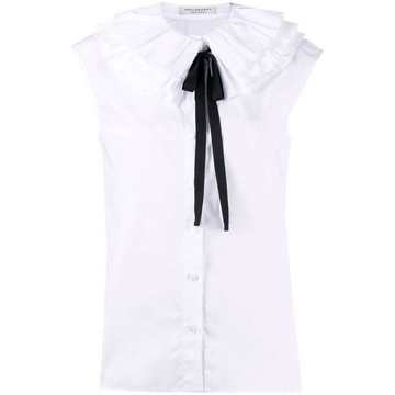 ruffled-collar short-sleeve shirt