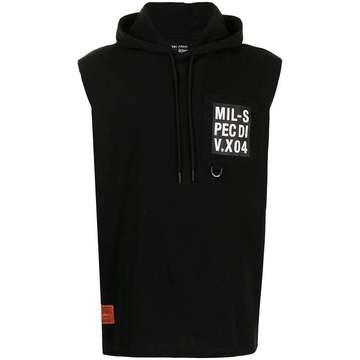 sleeveless graphic-print hoodie