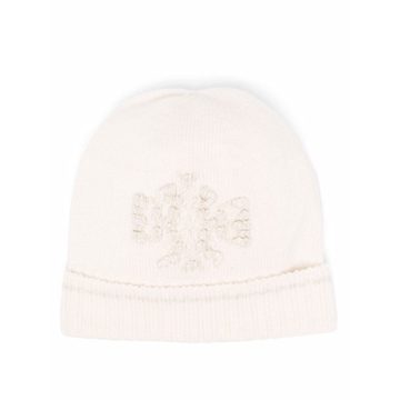 logo embroidered beanie hat