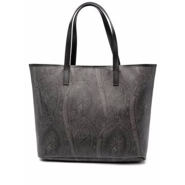 paisley-print leather tote bag