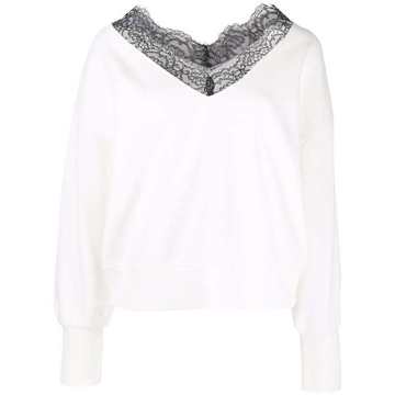 lace-trim off-shoulder sweatshirt