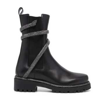 snake-embellished leather ankle boots