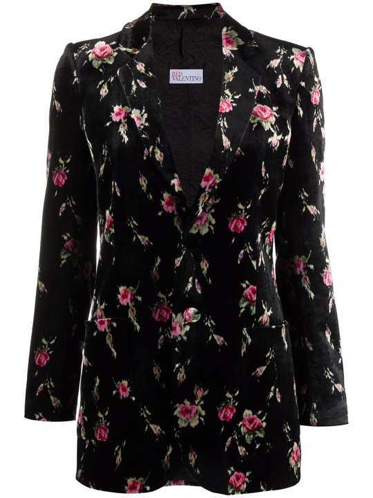 floral pattern single-breasted blazer jacket展示图