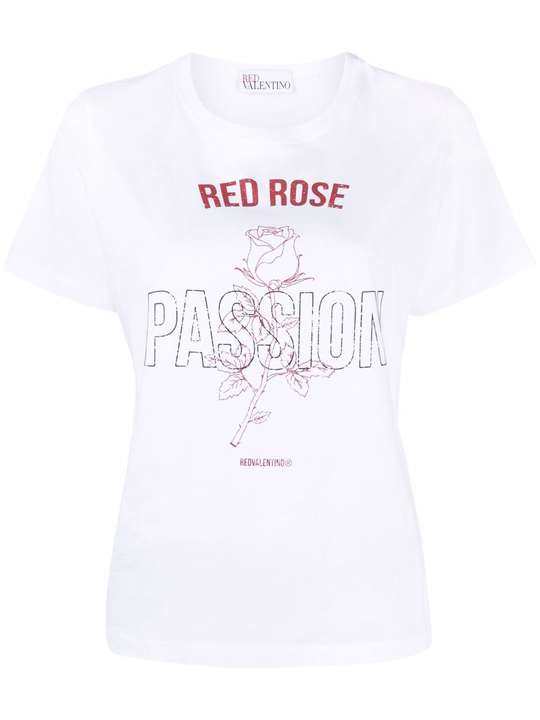 Red Rose-print short-sleeve T-shirt展示图
