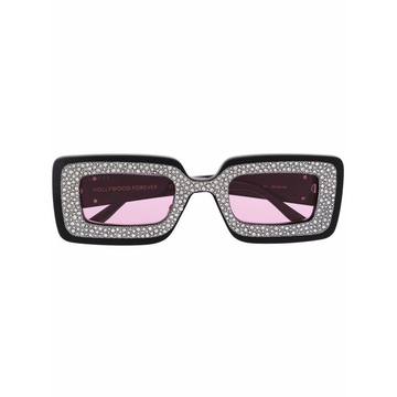 crystal-embellished rectangular sunglasses