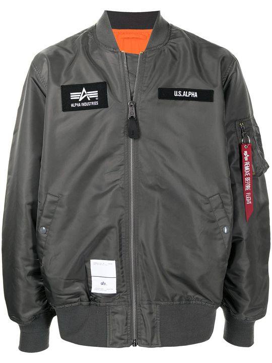 logo-patch bomber jacket展示图