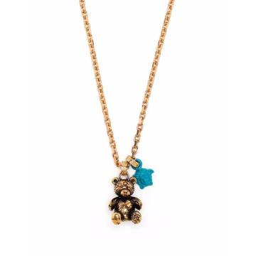 teddy bear Medusa charm necklace