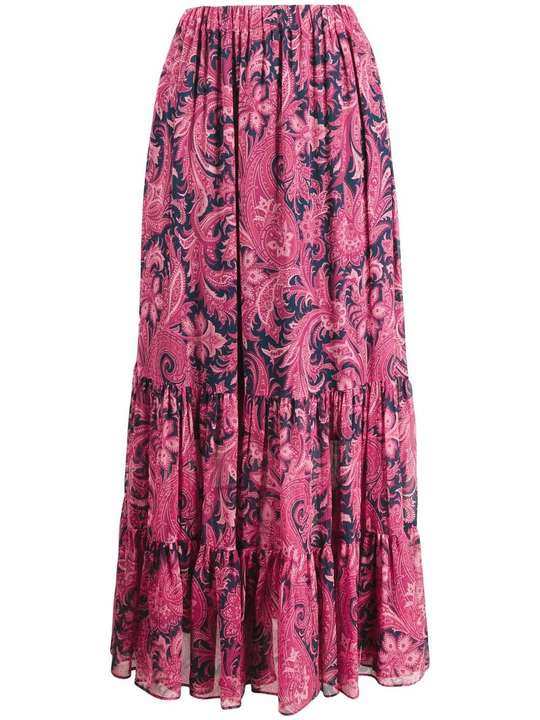 paisley-print silk skirt展示图