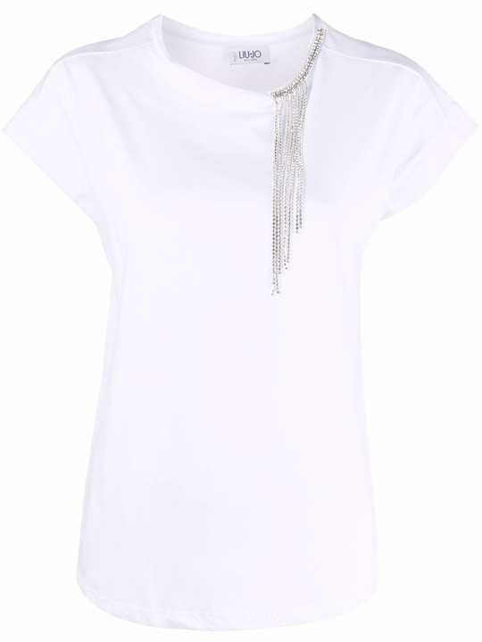 rhinestone-embellished cotton T-shirt展示图