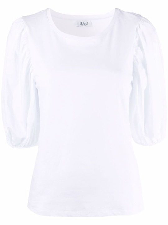 puff-shoulder cotton T-shirt展示图