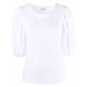 puff-shoulder cotton T-shirt