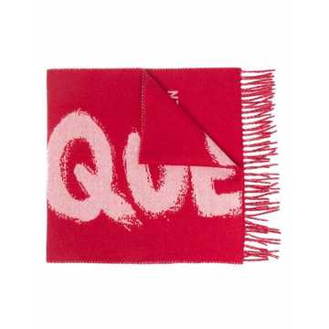 logo embroidered knit scarf