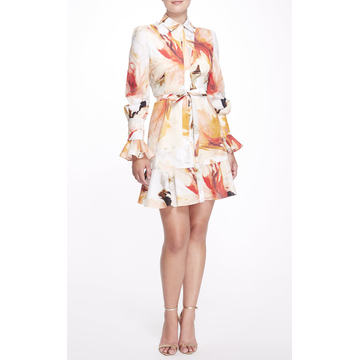 Flounce Hem Printed Cotton Dress