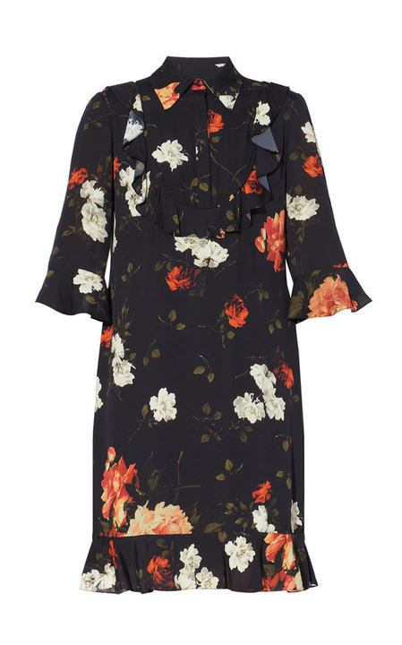 Bell Floral Silk Mini Dress展示图