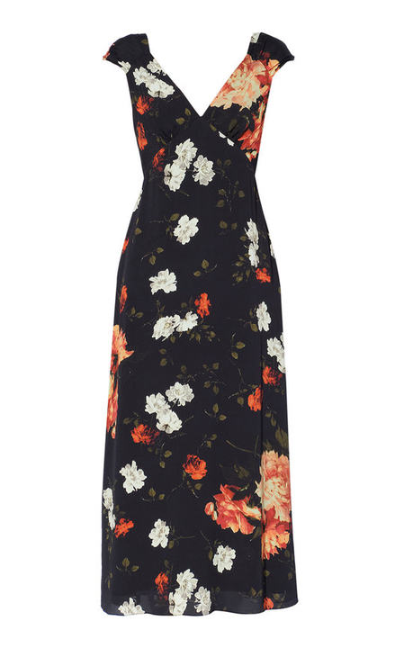 Garnet Floral Crepe Midi Dress展示图