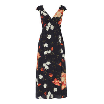 Garnet Floral Crepe Midi Dress