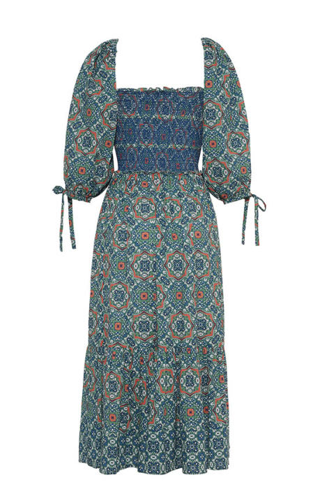 Jazzy Puffed-Sleeve Cotton-Voile Midi Dress展示图