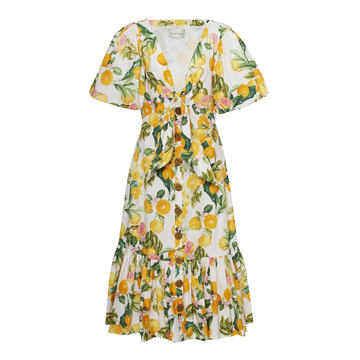 Georgica Tie-Front Cotton Midi Dress