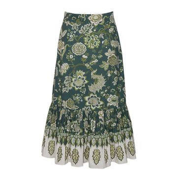 Lynn Printed Cotton Poplin Midi Skirt