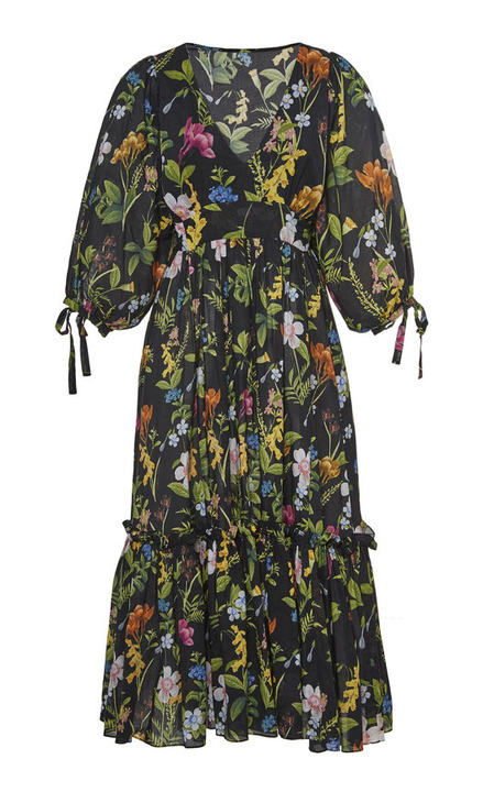 Round Hill Floral-Print Cotton-Voile Midi Dress展示图