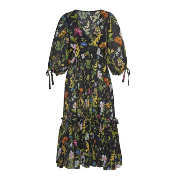 Round Hill Floral-Print Cotton-Voile Midi Dress