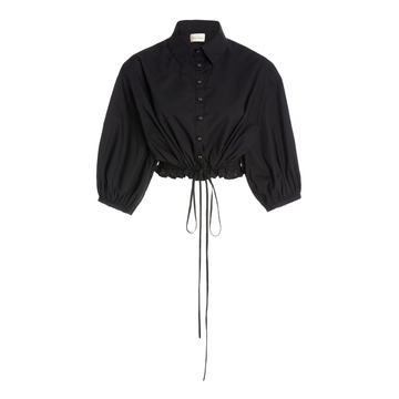 Hutton Cropped Drawstring Collared Top