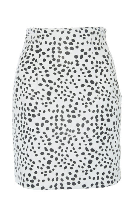 Dalmation Printed Leather Mini Skirt展示图