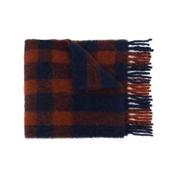 fringed check scarf