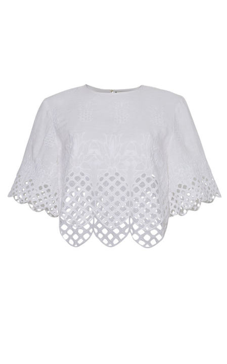 Carly Embroidered Cotton-Linen Cropped Top展示图