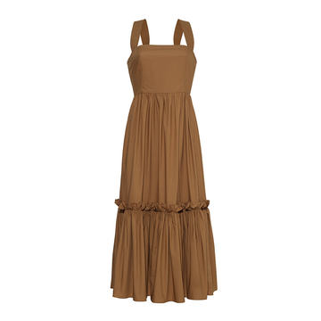 Julia Ruffled-Trim Cotton-Poplin Midi Dress