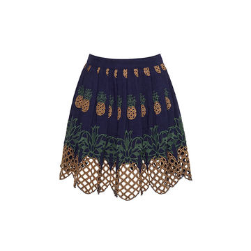 Avery Embroidered Cotton-Linen Mini Skirt