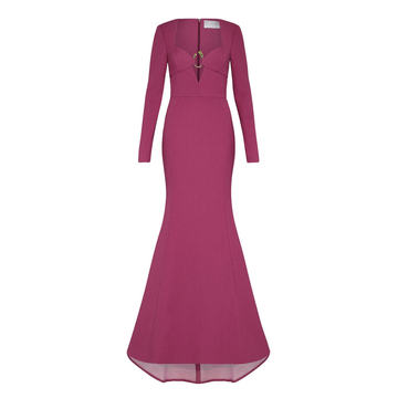 Diana Long-Sleeve Crepe Gown