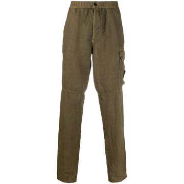 logo-patch linen trousers