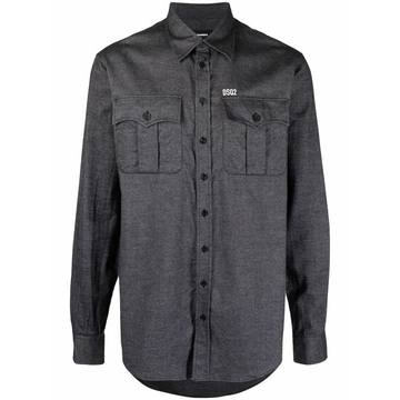 twill button front shirt