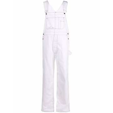 contrast-stitching denim overalls