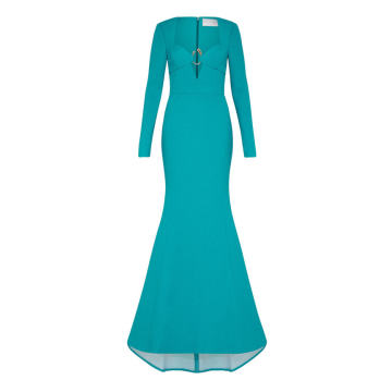 Diana Long-Sleeve Crepe Gown