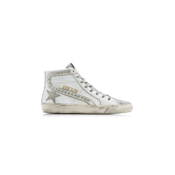 Slide Studded Leather High-Top Sneakers