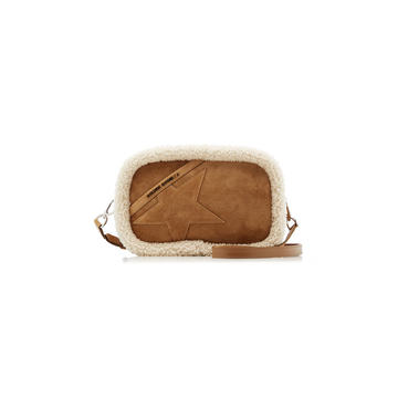 Star Shearling-Trimmed Suede Shoulder Bag