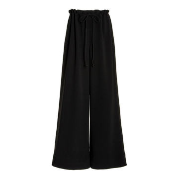 Drawstring Matte Crepe Wide-Leg Pants