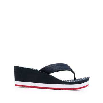 stripe footbed wedge flip-flops