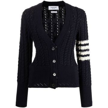 cable-knit four-stripe cardigan