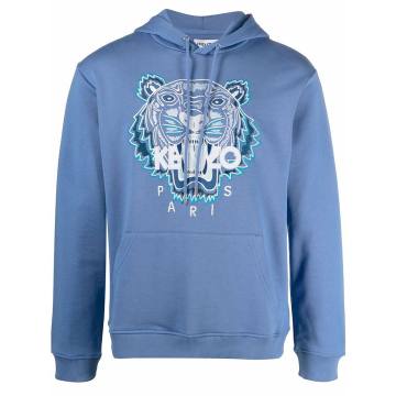 Tiger embroidered cotton hoodie