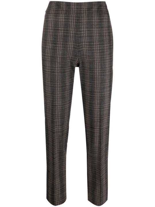 high-waist check-pattern tailored trousers展示图